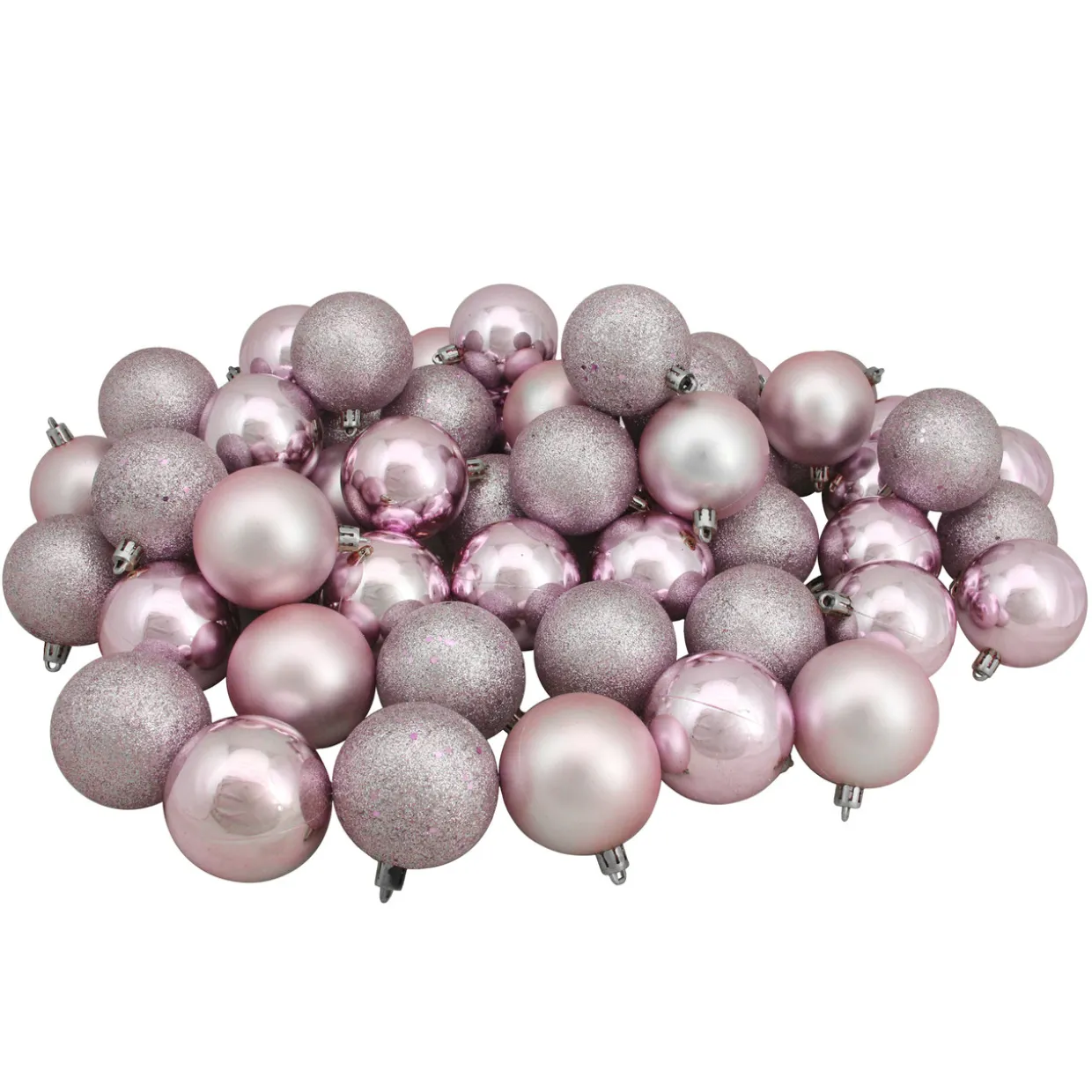 60ct Pink Shatterproof 4-Finish Christmas Ball Ornaments 2.5" (60mm)