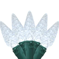 70ct Pure White Faceted LED C6 Christmas Light Set - 23ft Green Wire