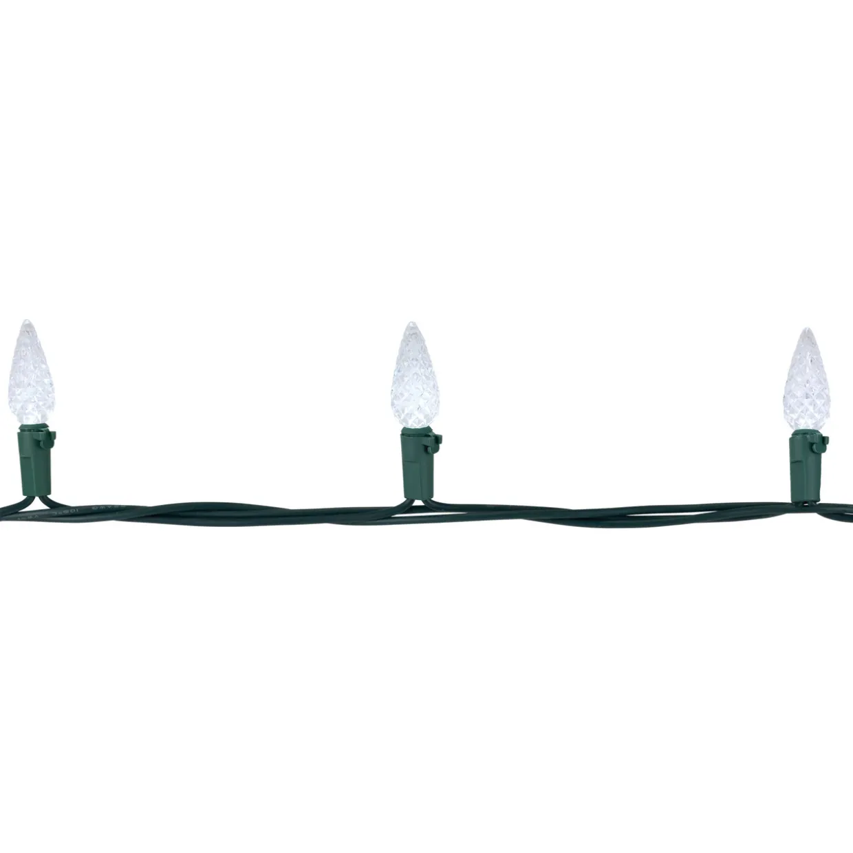 70ct Pure White Faceted LED C6 Christmas Light Set - 23ft Green Wire