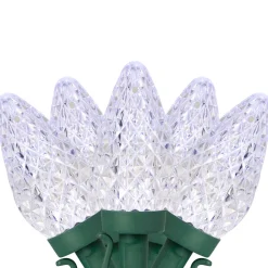 100ct Pure White Faceted LED C9 Christmas Lights - 67ft Green Wire