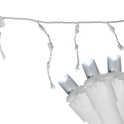 100ct Pure White LED Wide Angle Christmas Icicle Lights, 5.5ft White Wire