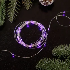 100ct Purple LED Micro Fairy Lights, 16ft Copper Wire