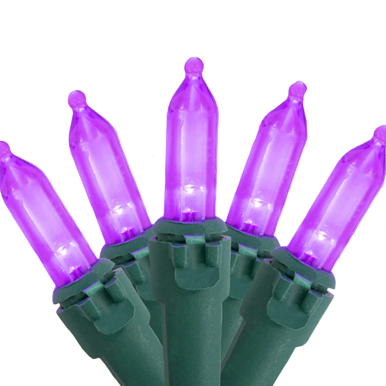 50ct Purple LED Mini Christmas Lights, 16.25ft Green Wire