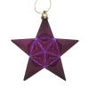 12ct Purple Shatterproof 2-Finish Star Christmas Ornaments 5"