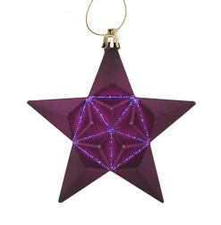 12ct Purple Shatterproof 2-Finish Star Christmas Ornaments 5"