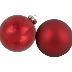 96ct Red and Gold 2-Finish Glass Ball Christmas Ornaments 3.25" (80mm)