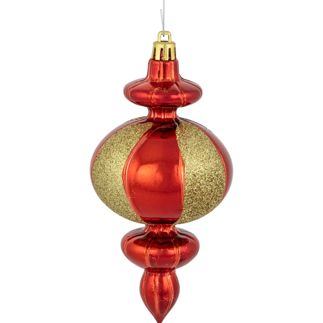 8ct Red and Gold Shatterproof Finial Christmas Ornaments, 6"