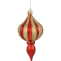 8ct Red and Gold Shatterproof Finial Christmas Ornaments, 4.75