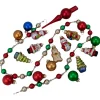18ct Red and Green Beaded Garland with Christmas Ornaments 30"