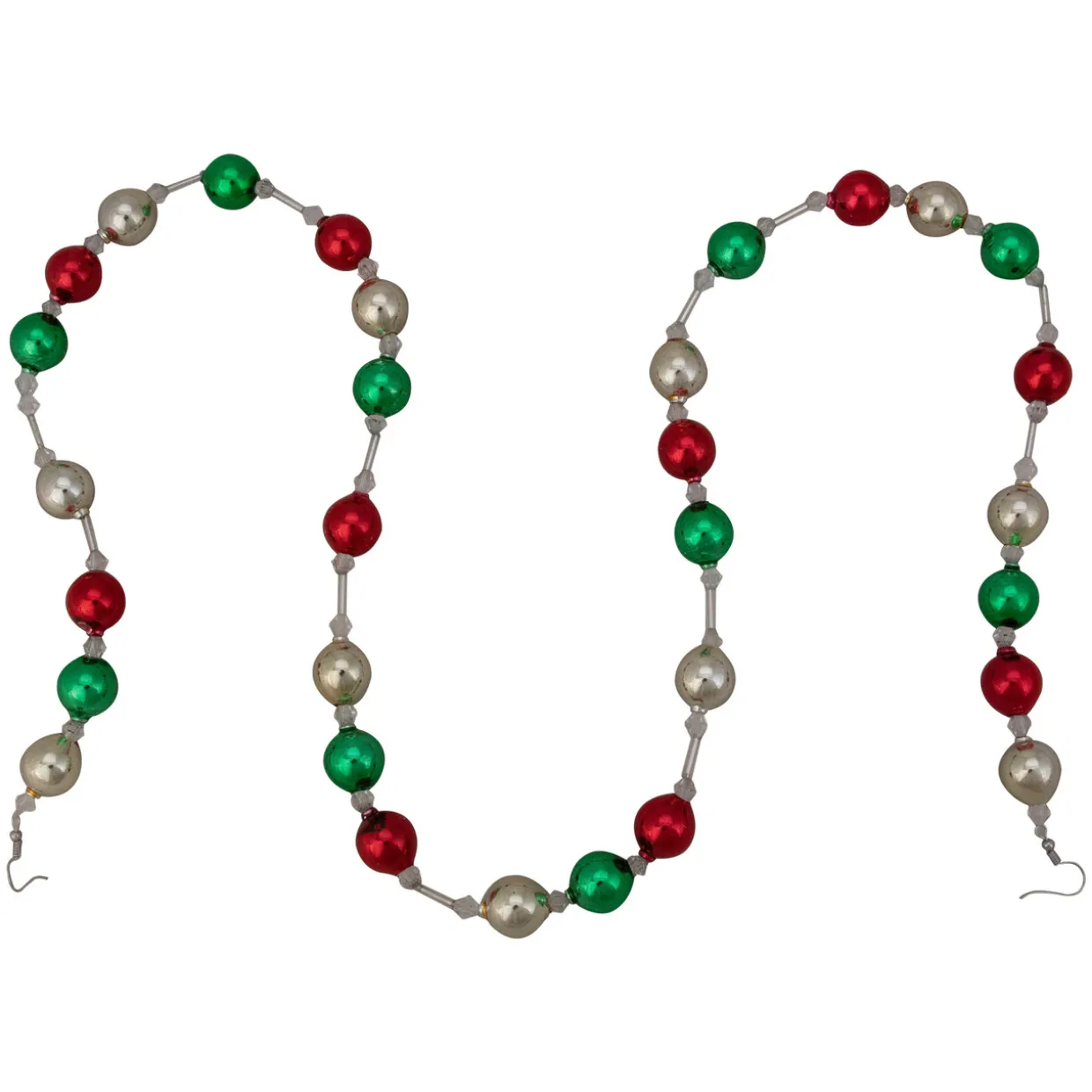 18ct Red and Green Beaded Garland with Christmas Ornaments 30"