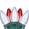 25ct Red and Pure White LED C7 Christmas Lights - 16ft Green Wire
