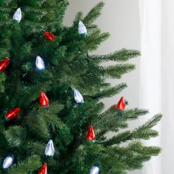 25ct Red and Pure White LED C7 Christmas Lights - 16ft Green Wire