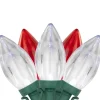 25ct Red and Pure White LED C9 Christmas Lights, 16ft Green Wire