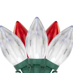 25ct Red and Pure White LED C9 Christmas Lights, 16ft Green Wire