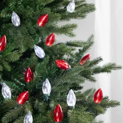 25ct Red and Pure White LED C9 Christmas Lights, 16ft Green Wire