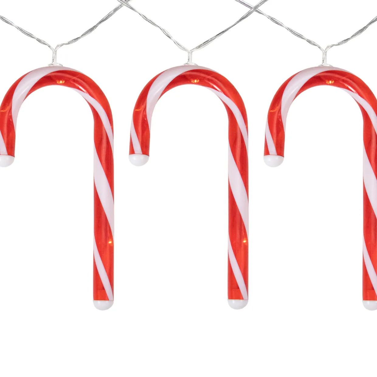 7ct Red and White Candy Cane Christmas Lights - 4.5ft Clear Wire