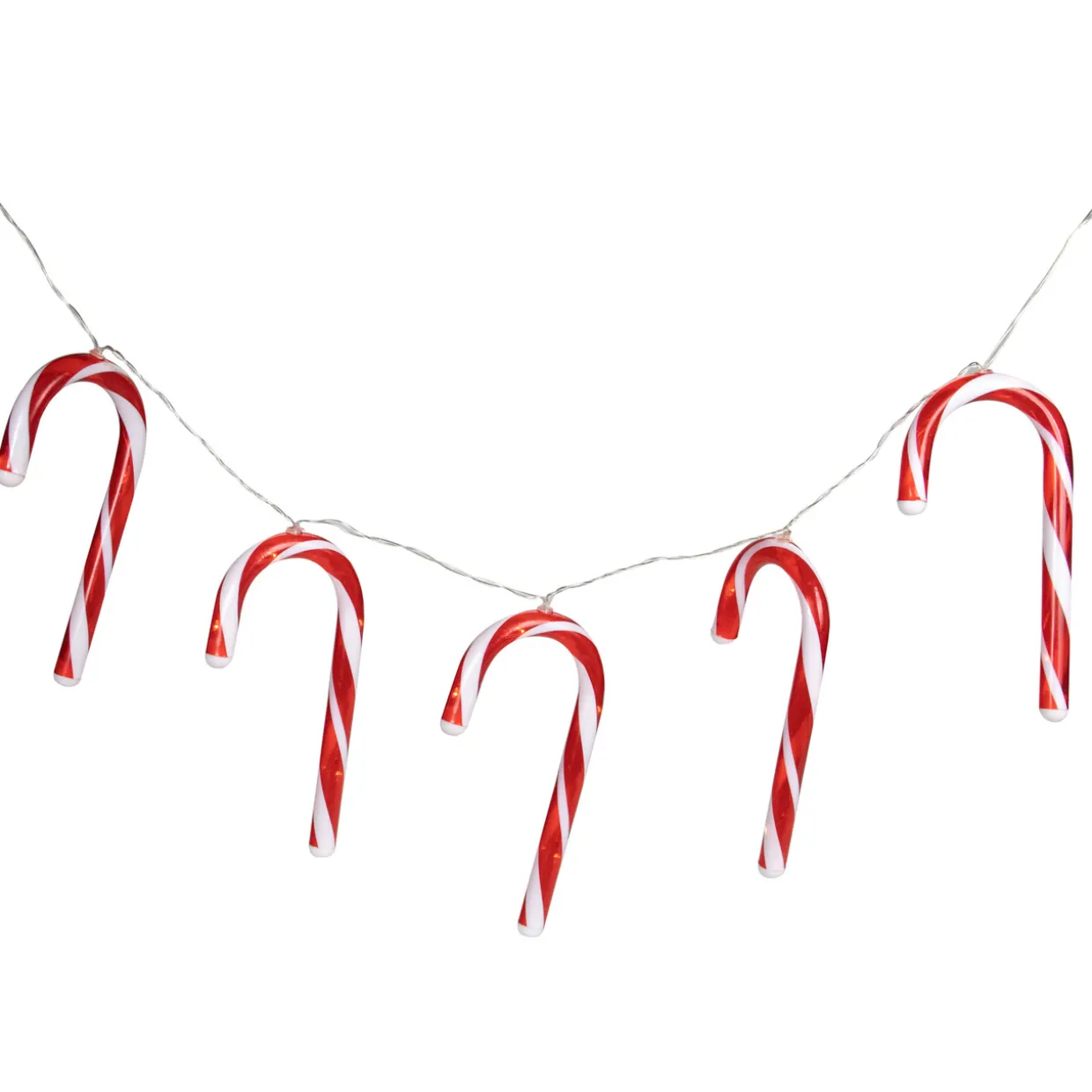 7ct Red and White Candy Cane Christmas Lights - 4.5ft Clear Wire