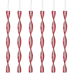 6ct Red and White Candy Swirl Christmas Ornaments 8"