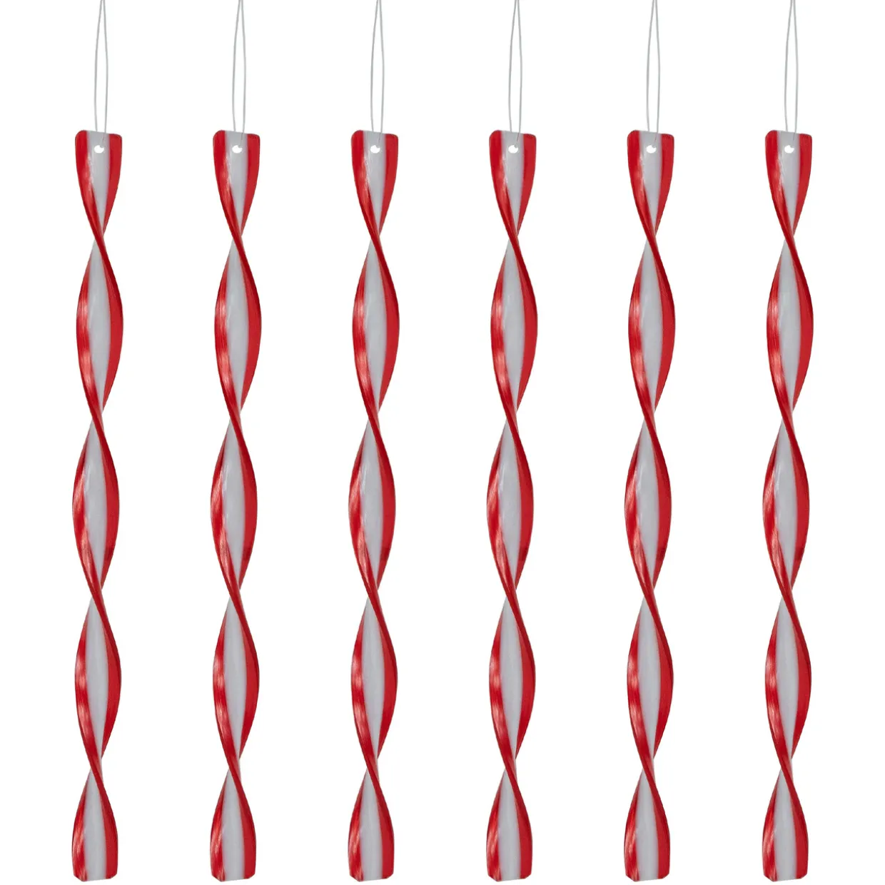 6ct Red and White Candy Swirl Christmas Ornaments 8"
