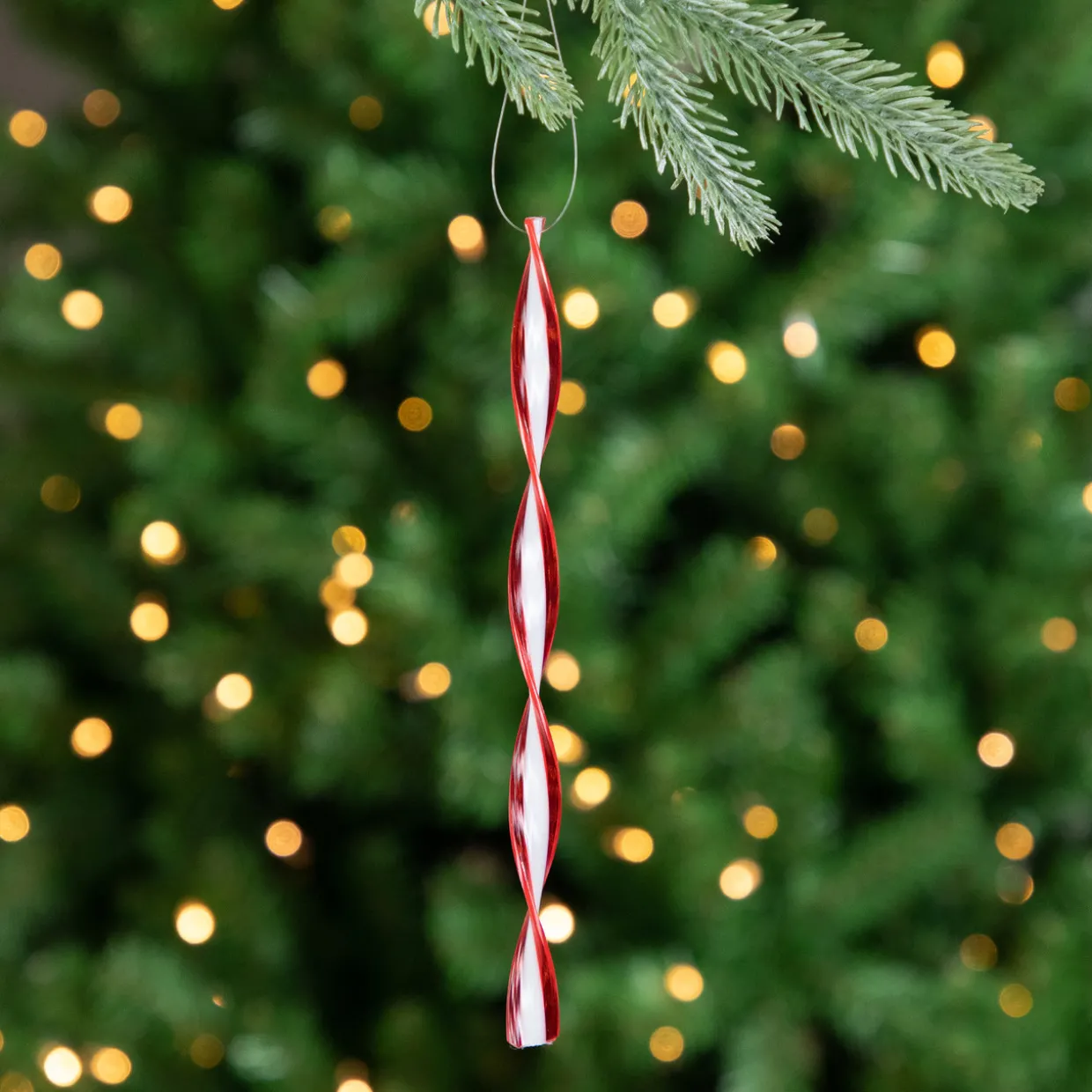 6ct Red and White Candy Swirl Christmas Ornaments 8"