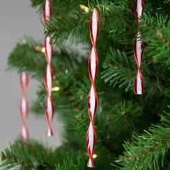 6ct Red and White Candy Swirl Christmas Ornaments 8