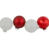 96ct Red and White 3-Finish Christmas Glass Ball Ornaments 3.25" (80mm)