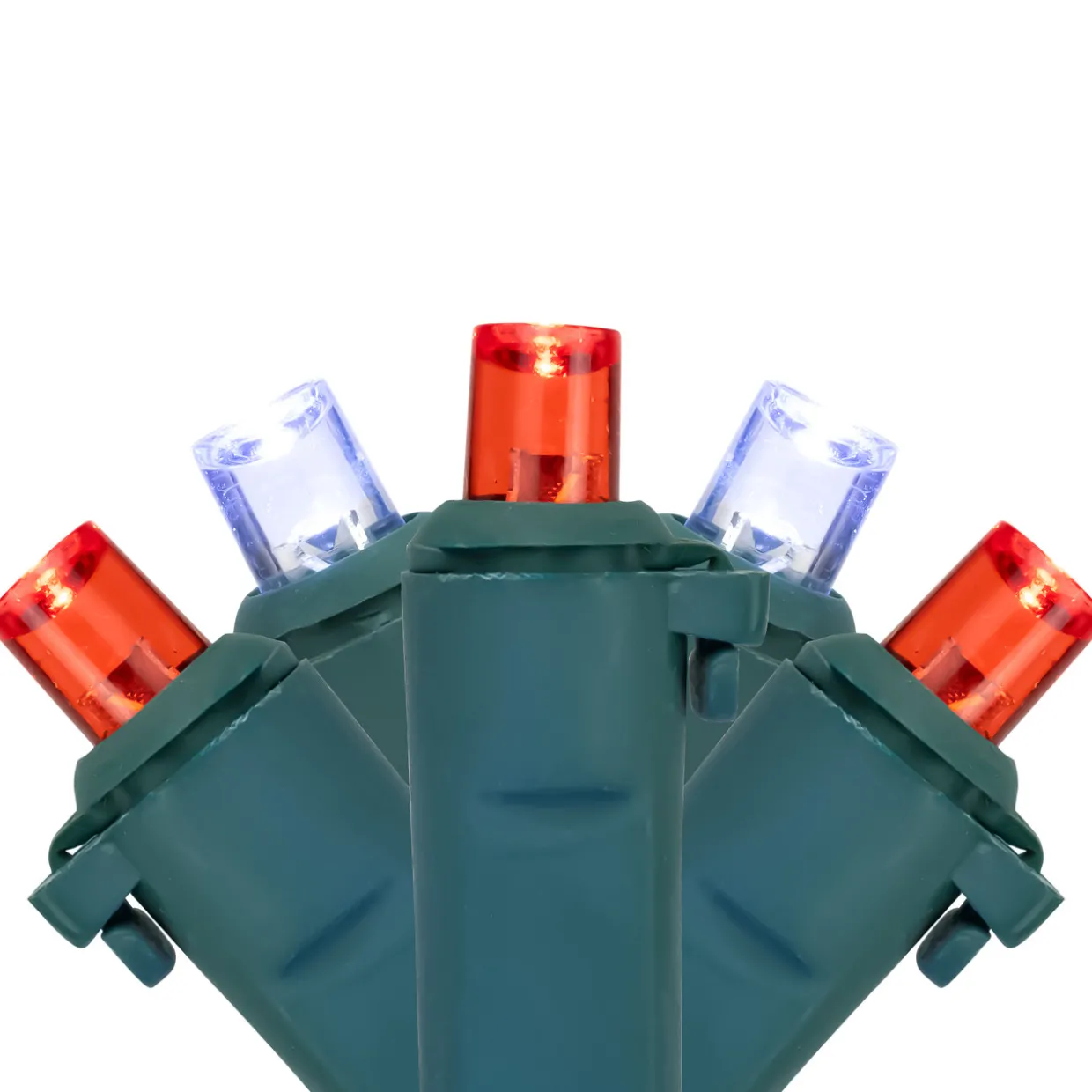 50ct Red and White LED Wide Angle Christmas Lights, 16.25ft Green Wire