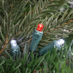 50ct Red and White LED Wide Angle Christmas Lights, 16.25ft Green Wire