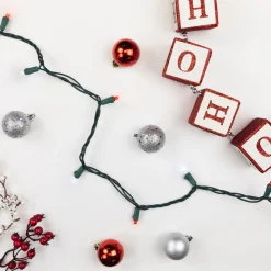 50ct Red and White LED Wide Angle Christmas Lights, 16.25ft Green Wire