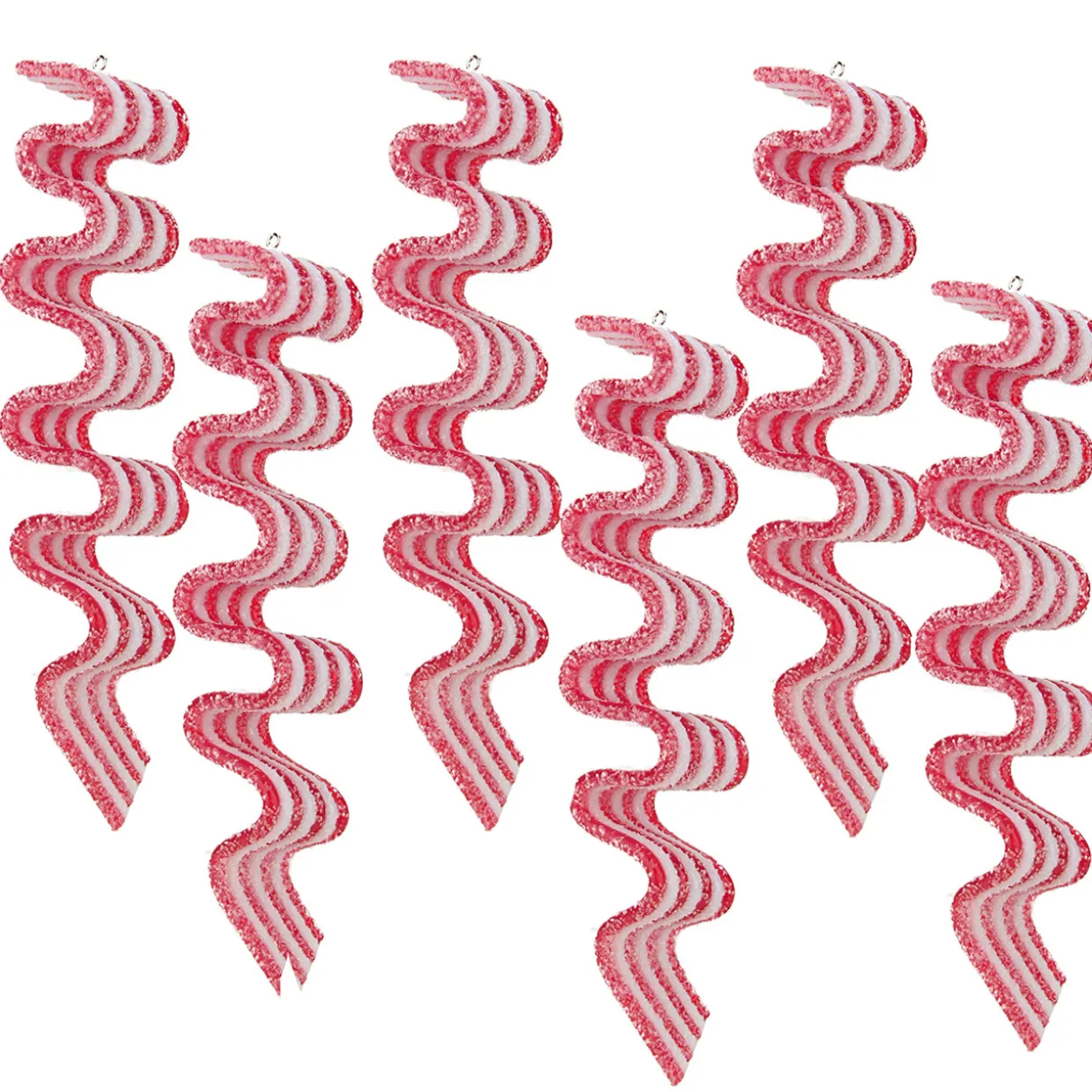6ct Red and White Striped Ribbon Candy Christmas Ornaments 5.75"
