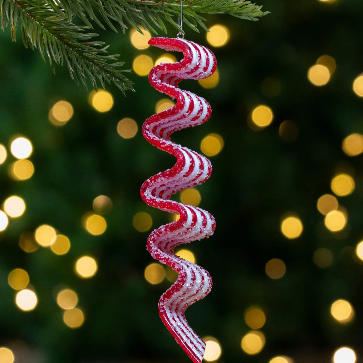 6ct Red and White Striped Ribbon Candy Christmas Ornaments 5.75"