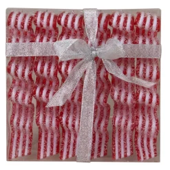 6ct Red and White Striped Ribbon Candy Christmas Ornaments 5.75
