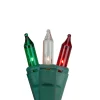 140ct Red, Green, Clear Everglow Chasing Mini Christmas Lights - 48ft, Green Wire