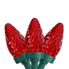 50ct Red LED C7 Faceted Christmas Lights, 21ft Green Wire
