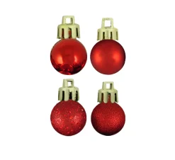 18ct Red Shatterproof 4-Finish Christmas Ball Ornaments 1.25" (30mm)