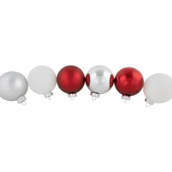 72ct Red, Silver and White Shiny and Matte Glass Ball Christmas Ornaments 3.25-4