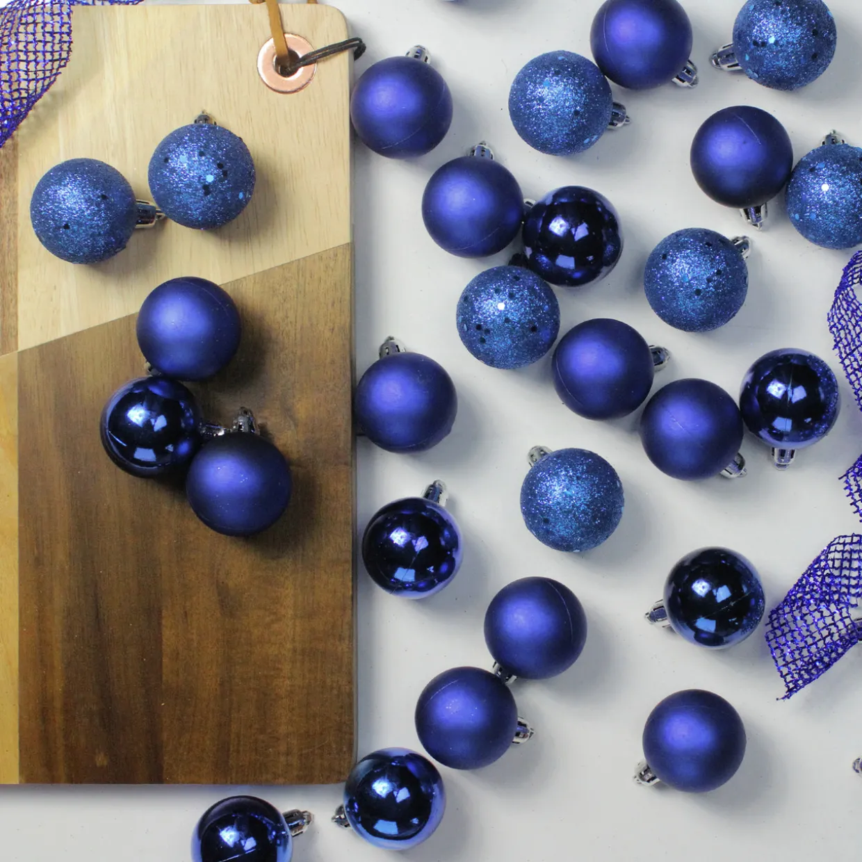96ct Royal Blue Shatterproof 4-Finish Christmas Ball Ornaments 1.5" (40mm)