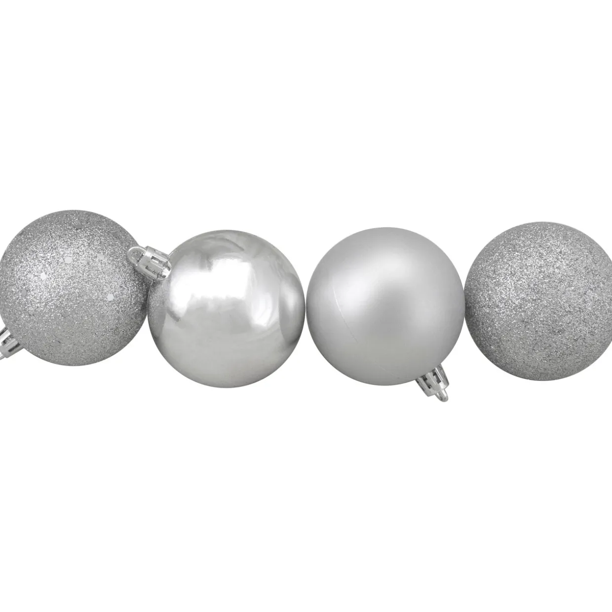 60ct Shatterproof Silver 4-Finish Christmas Ball Ornaments 2.5" (60mm)