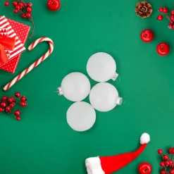 9ct Shiny and Matte White Glass Ball Christmas Ornaments 2.5