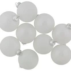 9ct Shiny and Matte White Glass Ball Christmas Ornaments 2.5