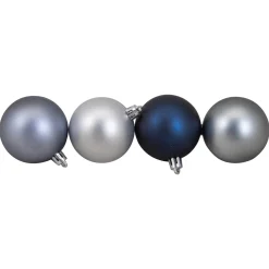 60ct Silver and Blue Shatterproof 3-Finish Christmas Ball Ornaments 2.5" (60mm)