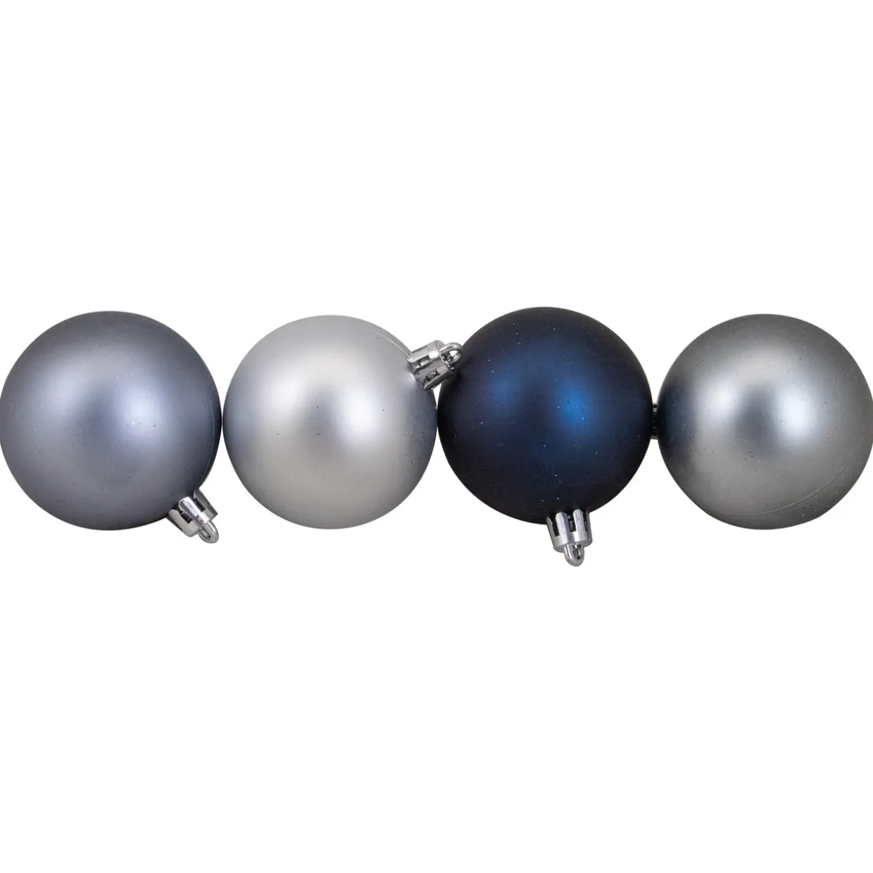 60ct Silver and Blue Shatterproof 3-Finish Christmas Ball Ornaments 2.5" (60mm)