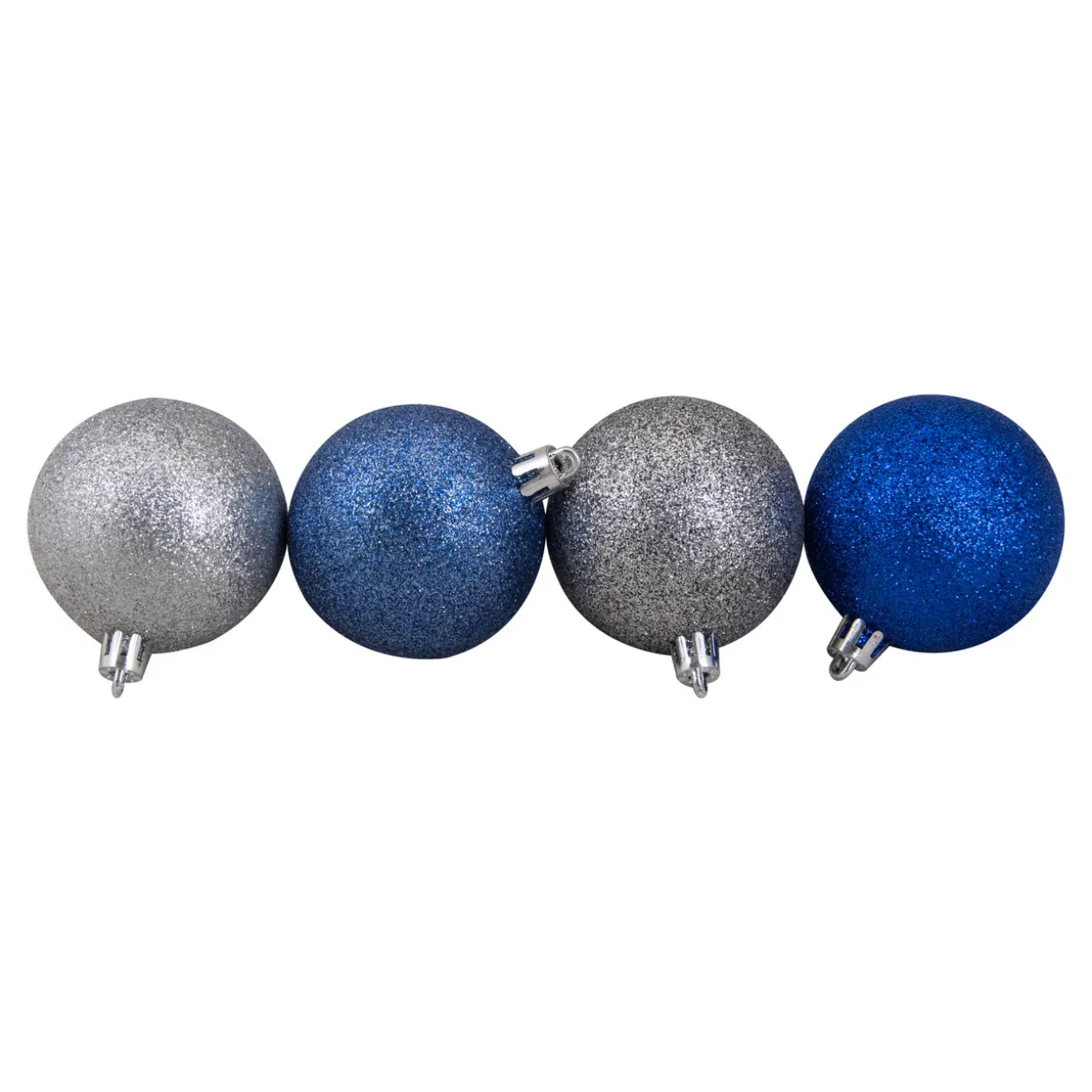 60ct Silver and Blue Shatterproof 3-Finish Christmas Ball Ornaments 2.5" (60mm)