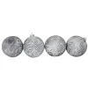 4ct Silver and White Antique Style Glass Christmas Ball Ornaments 4" (100mm)