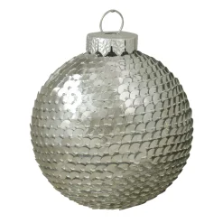 4ct Silver Sequin Christmas Ball Ornaments 2.75" (70mm)