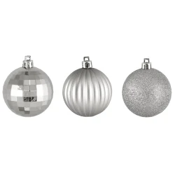 100ct Silver Shatterproof 3-Finish Christmas Ball Ornaments 2.5" (60mm)