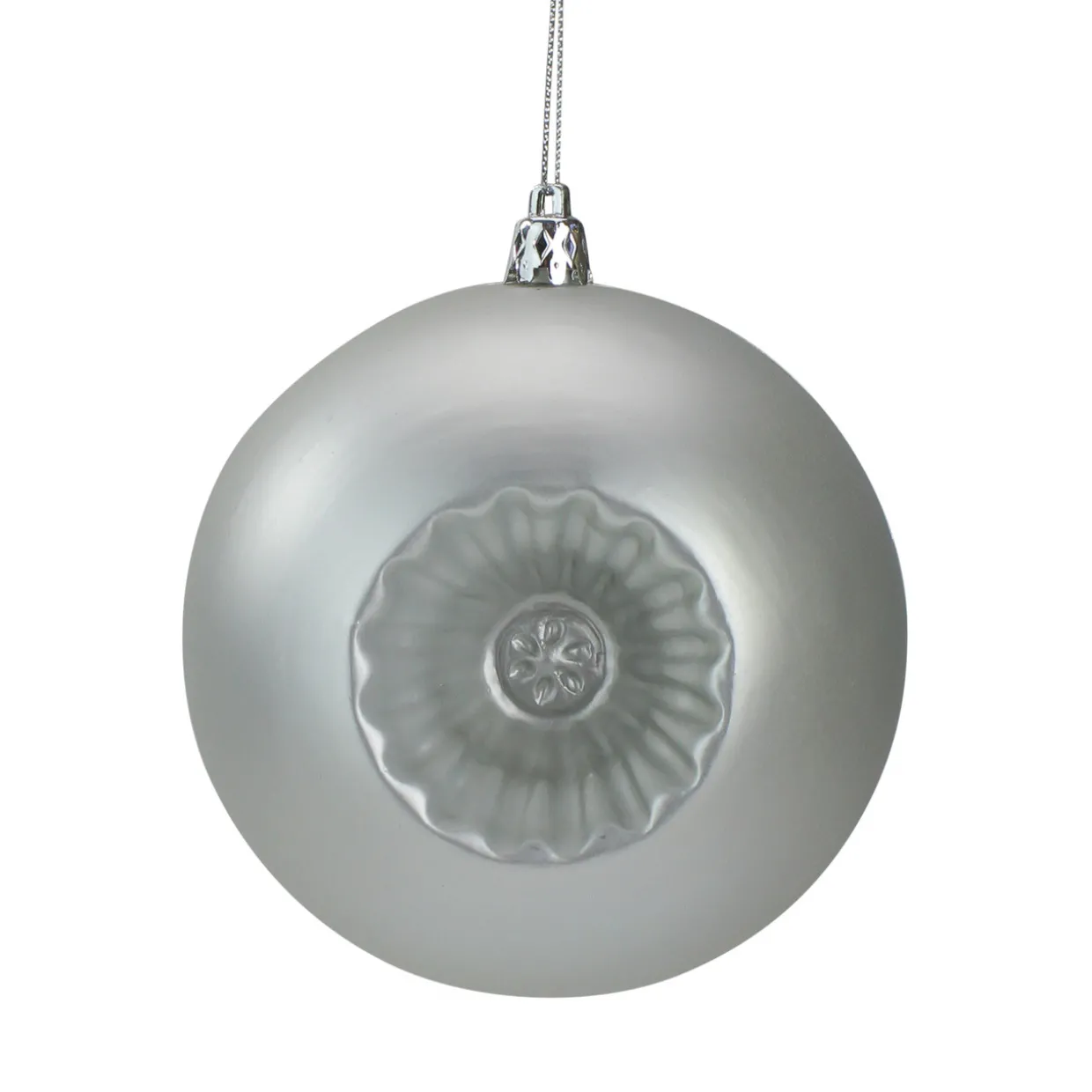 6ct Silver Shatterproof Matte Retro Reflector Christmas Ball Ornaments 4" (100mm)