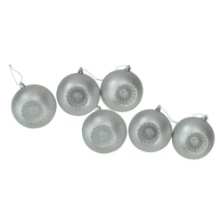 6ct Silver Shatterproof Matte Retro Reflector Christmas Ball Ornaments 4" (100mm)
