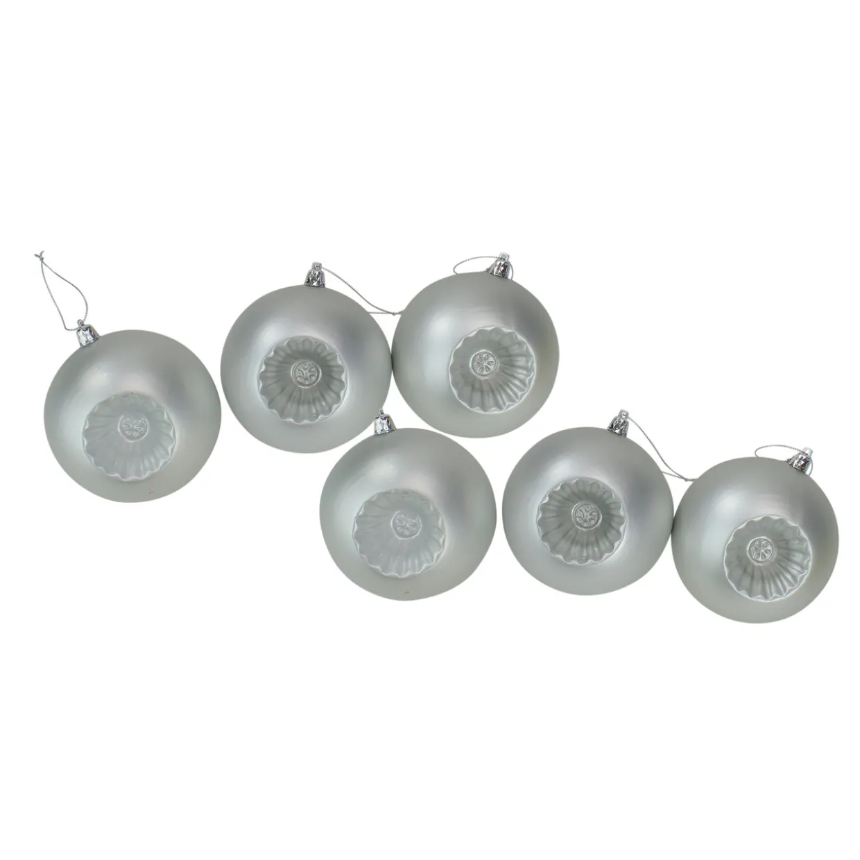 6ct Silver Shatterproof Matte Retro Reflector Christmas Ball Ornaments 4" (100mm)