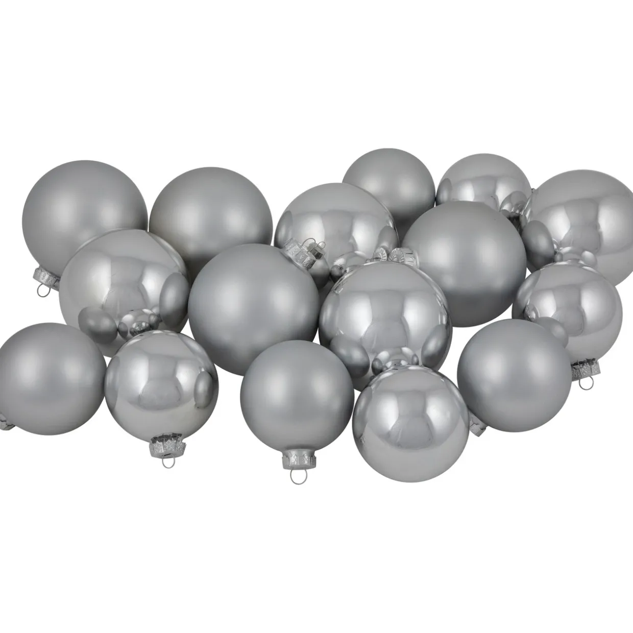 72ct Silver Shiny and Matte Christmas Glass Ball Ornaments 4" (100mm)